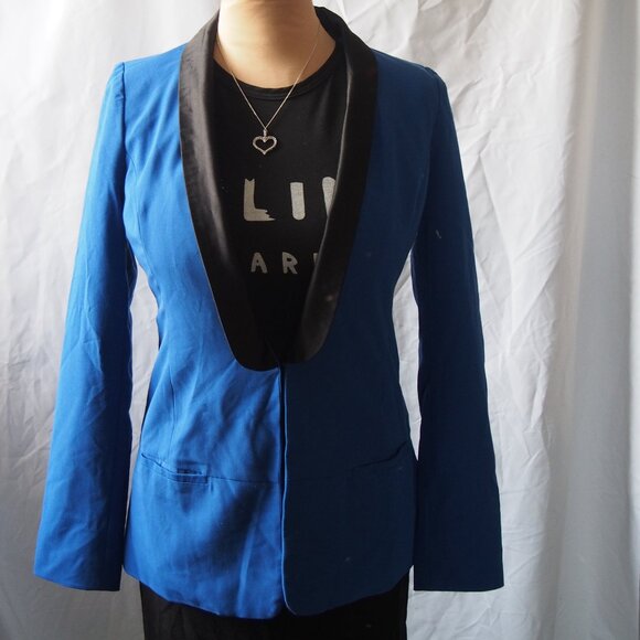 Rock&Republic Royal Blue Tuxedo Style Blazer With Hook/Eye Closure Womens Size S - Picture 1 of 15